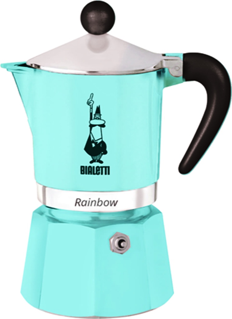 CAFETERA 3 TZ AZUL CEL.RAINBOW BIALETTI