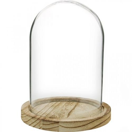 CUPULA CRISTAL BASE MADERA ANCHA GRANDE