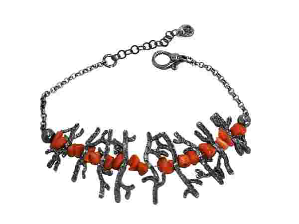 PULSERA CORAL NAT.ROJO 925MM