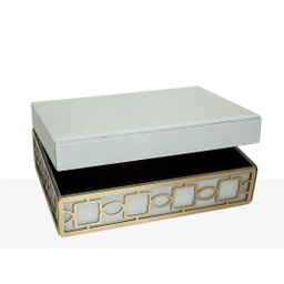 [69.5-1032] CAJA VIDRIO BLANCO APL.DORADO